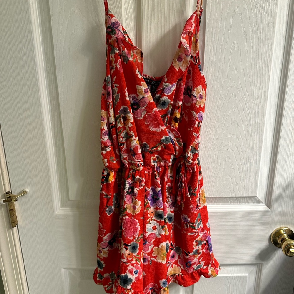 Red Spaghetti Strap Romper